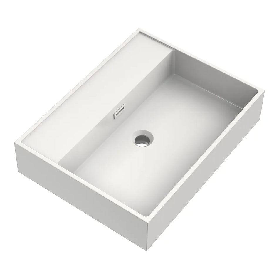 BRAUER Gravity wastafel 60x46x2cm - 1 wasbak - 0 of 1 kraangat - mineraalmarmer - zijdeglans wit