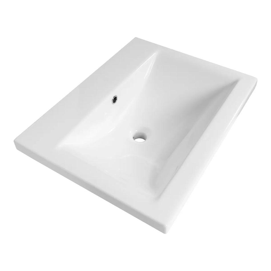 BRAUER Halo wastafel 60x46cm - 1 wasbak - 0 t/m 2 kraangat - keramiek - hoogglans wit