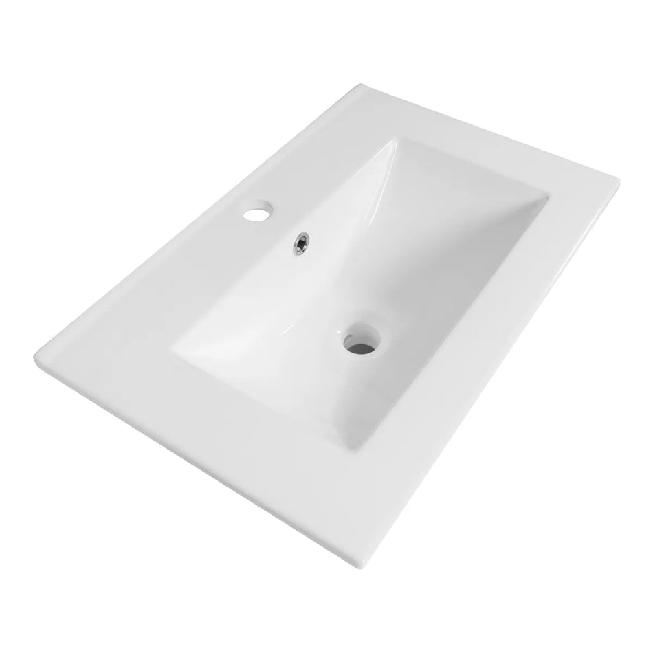 BRAUER Frost wastafel 60x46cm - 1 wasbak - 1 kraangat - keramiek - hoogglans wit