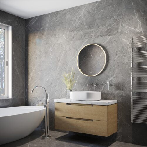 Ronde badkamerspiegel 60x60 cm - Wit frame