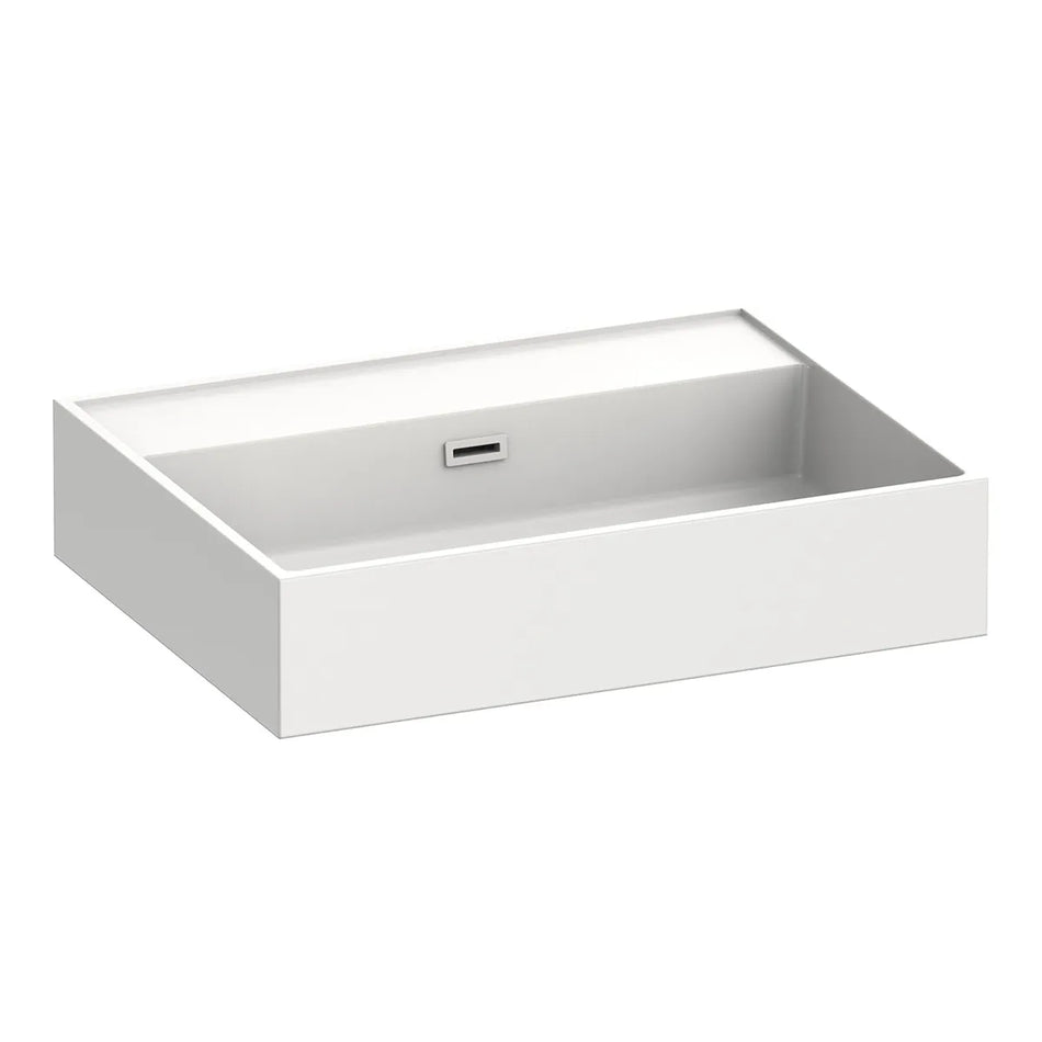 BRAUER Gravity wastafel 60x46x2cm - 1 wasbak - 0 of 1 kraangat - mineraalmarmer - zijdeglans wit