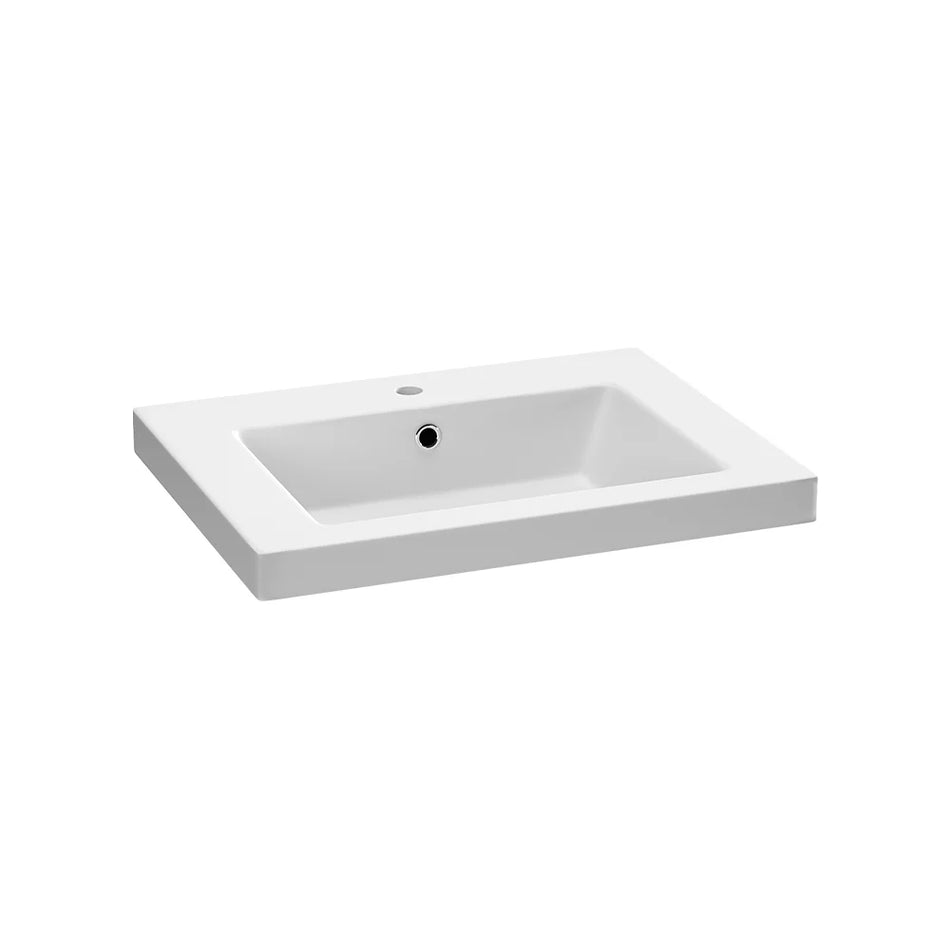Brauer Solar Medium meubelwastafel 60x46cm mineraalmarmer - 0 of 1 kraangat - mat of zijdeglans wit