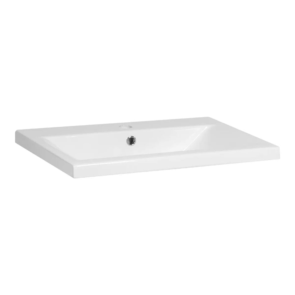 BRAUER Halo wastafel 60x46cm - 1 wasbak - 0 t/m 2 kraangat - keramiek - hoogglans wit