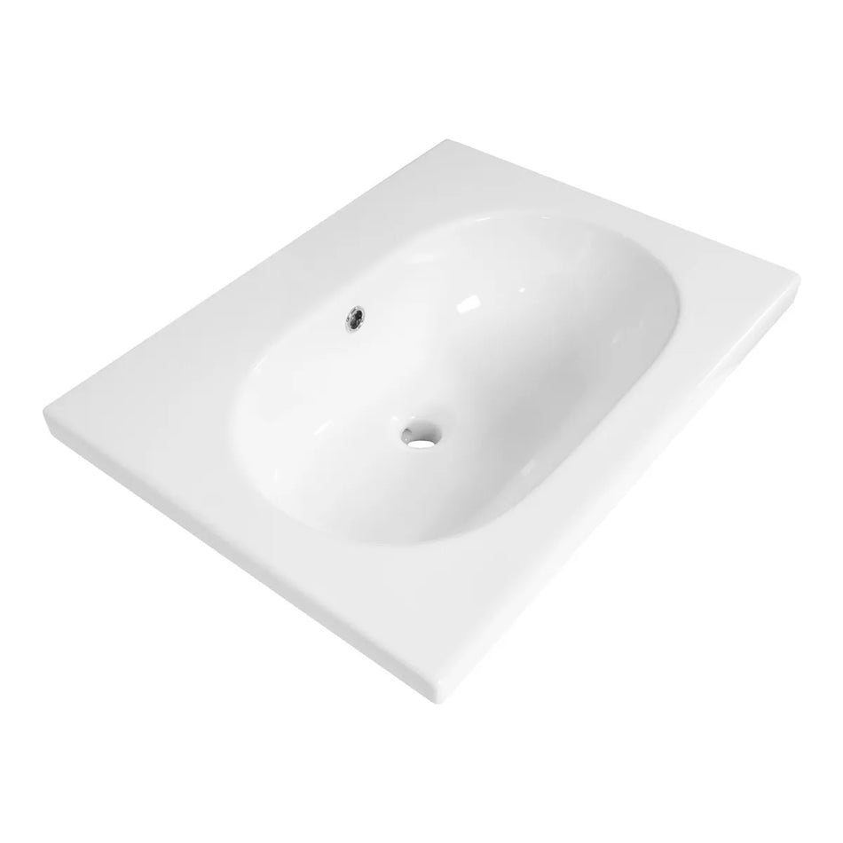 BRAUER Moon wastafel 60x46cm - 1 wasbak - 0 t/m 2 kraangat - keramiek - hoogglans wit