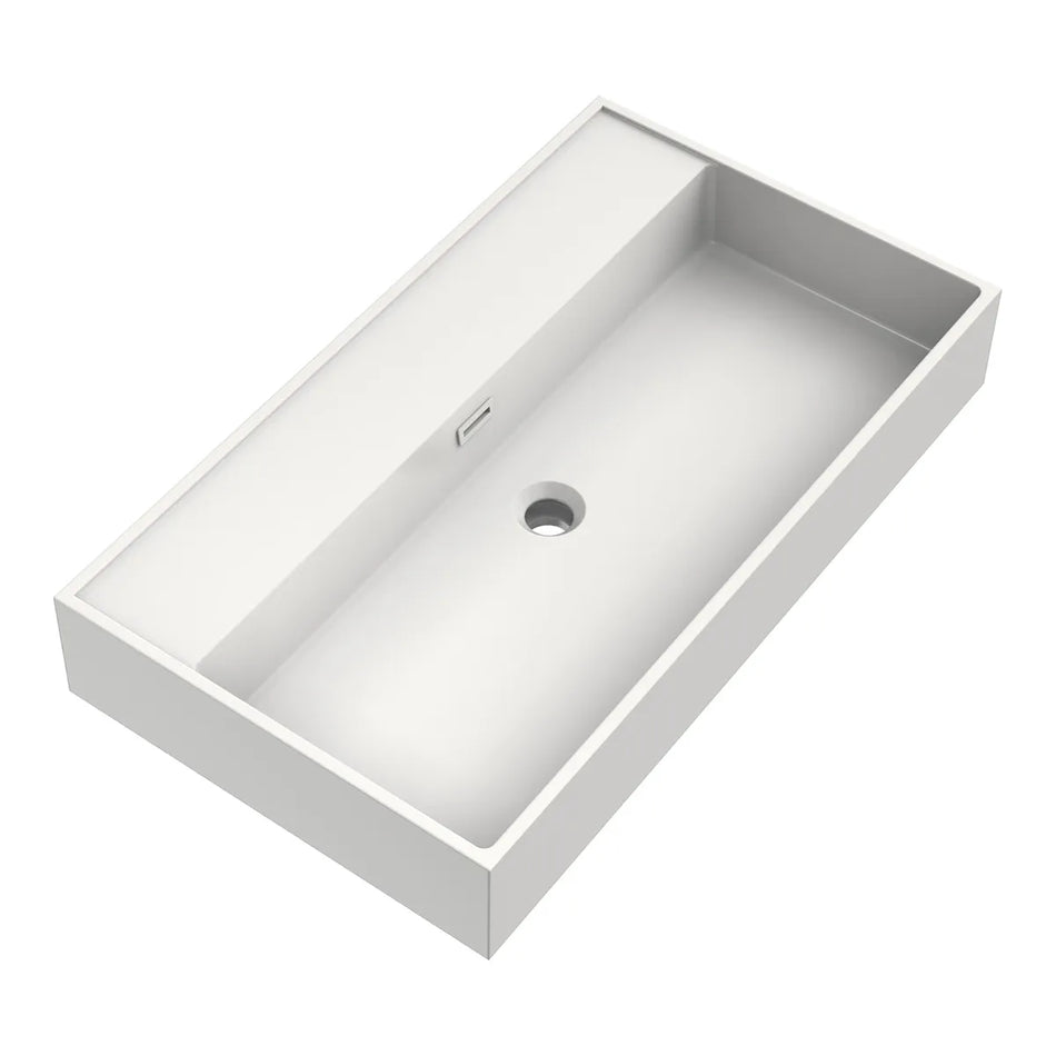 BRAUER Gravity wastafel 80x46x2cm - 1 wasbak - 0 of 1 kraangat - mineraalmarmer - zijdeglans wit