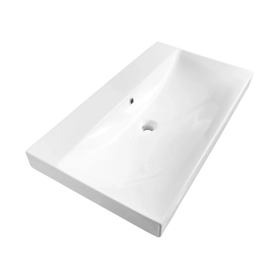 BRAUER Aurora wastafel 80x46cm - 1 wasbak - 0 of 1 kraangat - keramiek - hoogglans wit