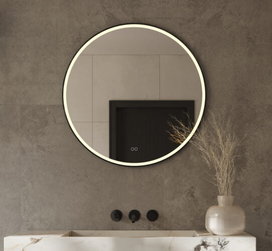Ronde badkamerspiegel 80x80 cm - Met zwarte frame