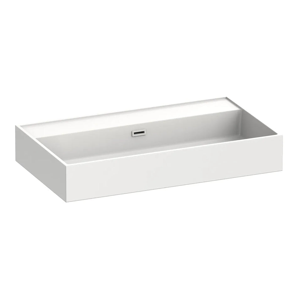 BRAUER Gravity wastafel 80x46x2cm - 1 wasbak - 0 of 1 kraangat - mineraalmarmer - zijdeglans wit