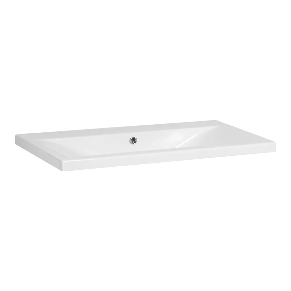 BRAUER Halo wastafel 80x46cm - 1 wasbak - 0 t/m 2 kraangat - keramiek - hoogglans wit
