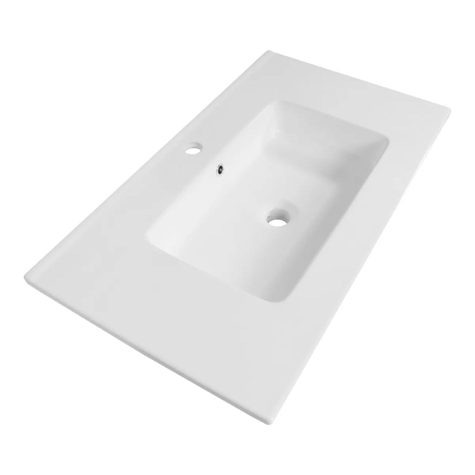 BRAUER Starfall wastafel 60x46cm - 1 wasbak - 1 kraangat - keramiek - hoogglans wit