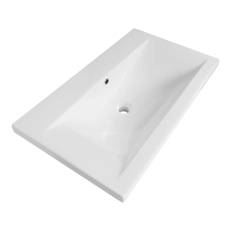 BRAUER Halo wastafel 80x46cm - 1 wasbak - 0 t/m 2 kraangat - keramiek - hoogglans wit