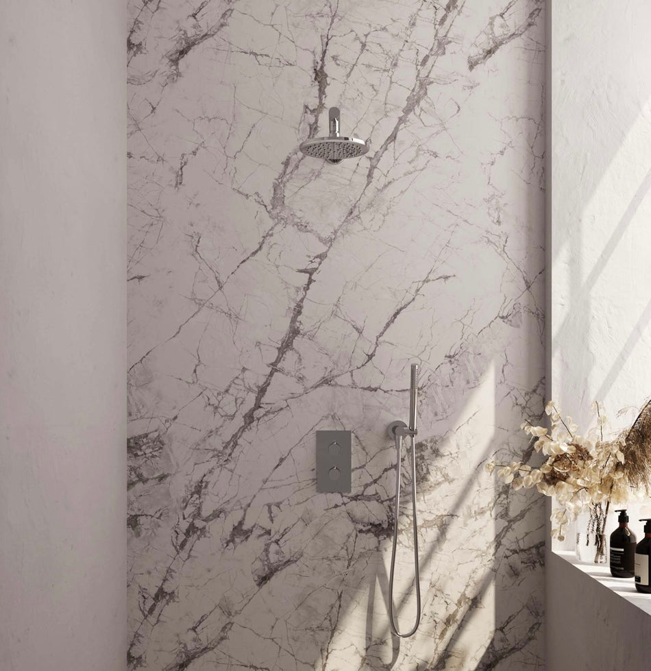 Brauer thermostatische inbouw regendouche met 3-weg omstel - edition, carving of stripe - verschillende kleuren - met rechte muurarm