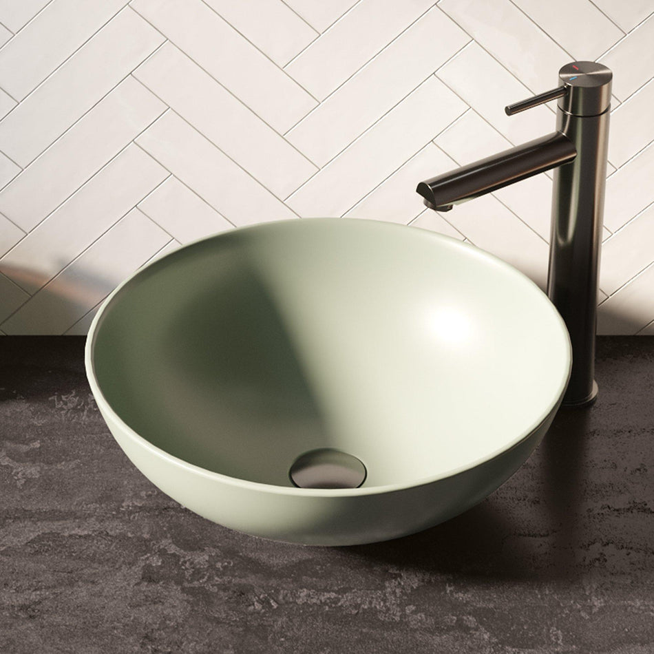 BRAUER Bowl waskom - 40x40cm - rond - keramiek - Pastel groen mat