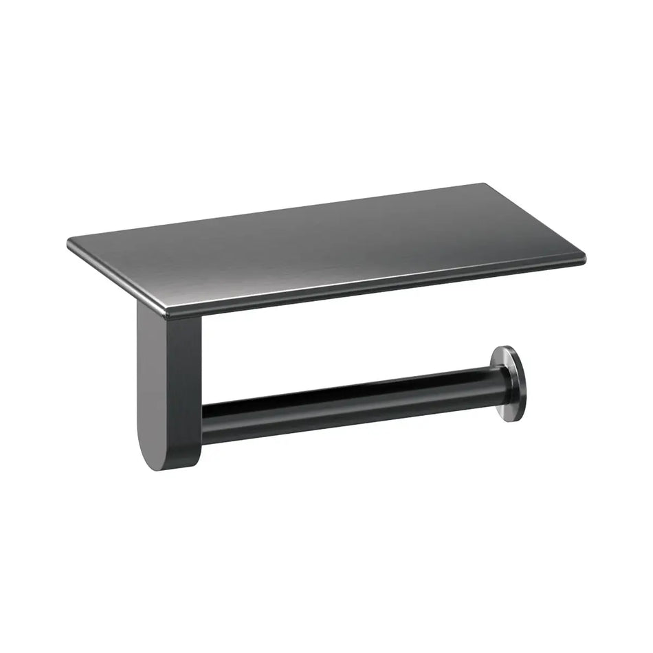Brauer Gunmetal Edition toiletrolhouder met planchet gunmetal geborsteld PVD