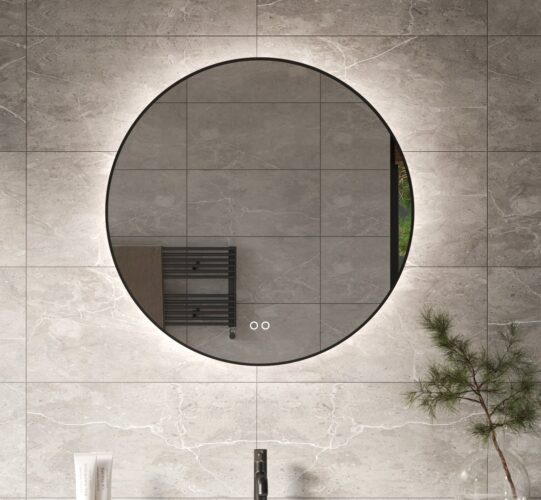 Ronde badkamerspiegel 60x60 cm - Gunmetal frame