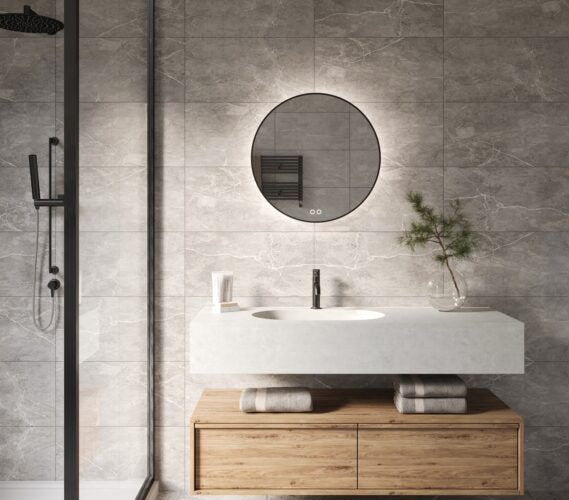 Ronde badkamerspiegel 60x60 cm - Gunmetal frame