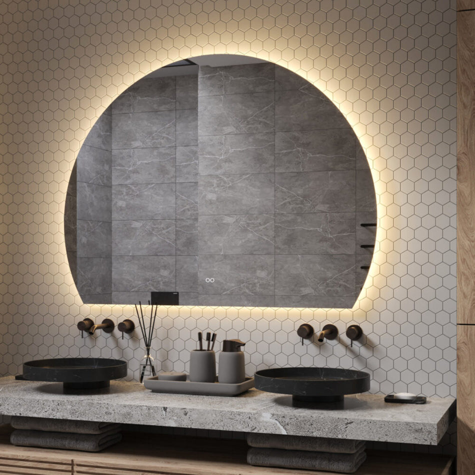 Organische half ronde badkamerspiegel 140x106 cm
