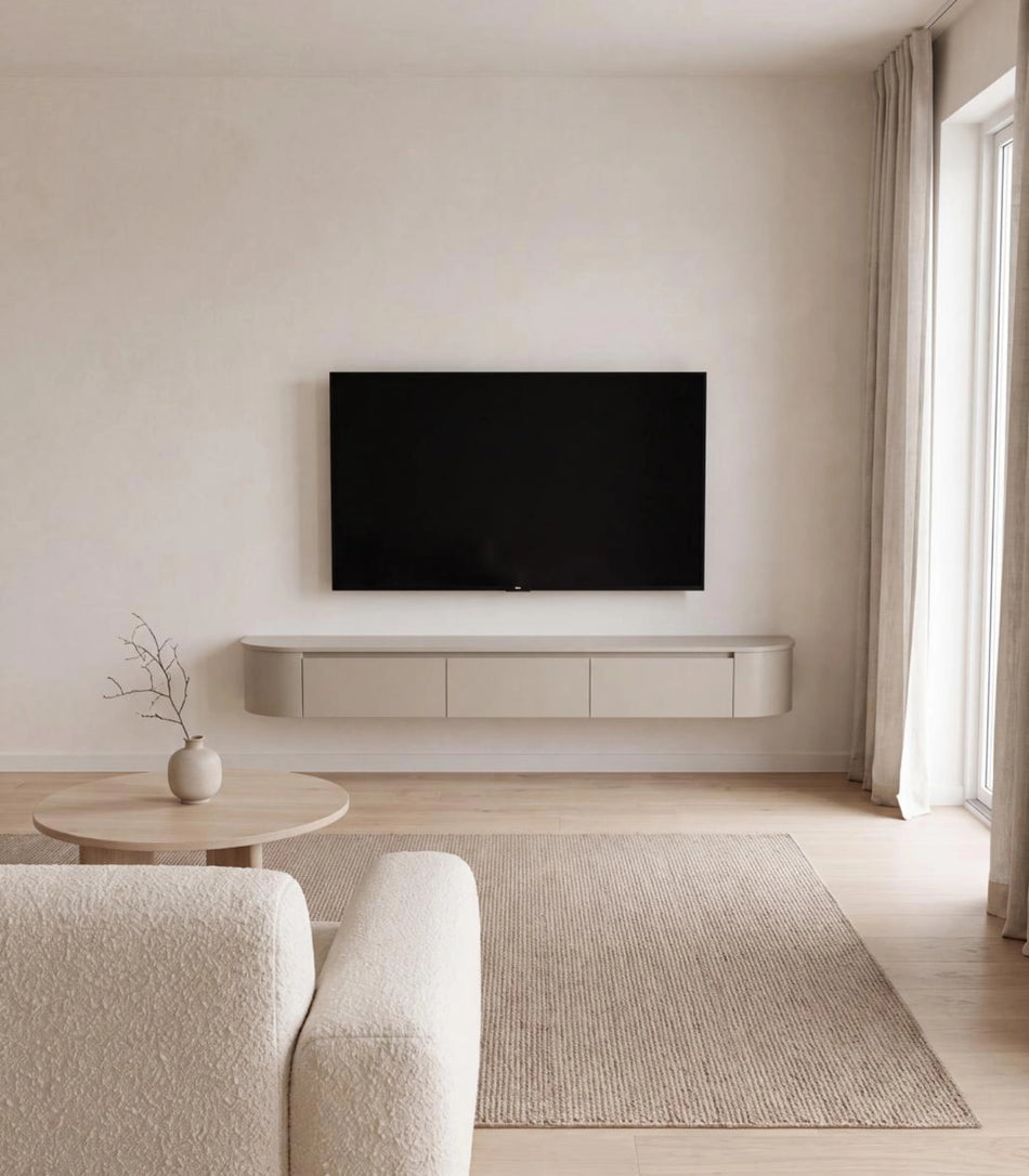 Japandi Tv Meubel Beige Mat Curved
