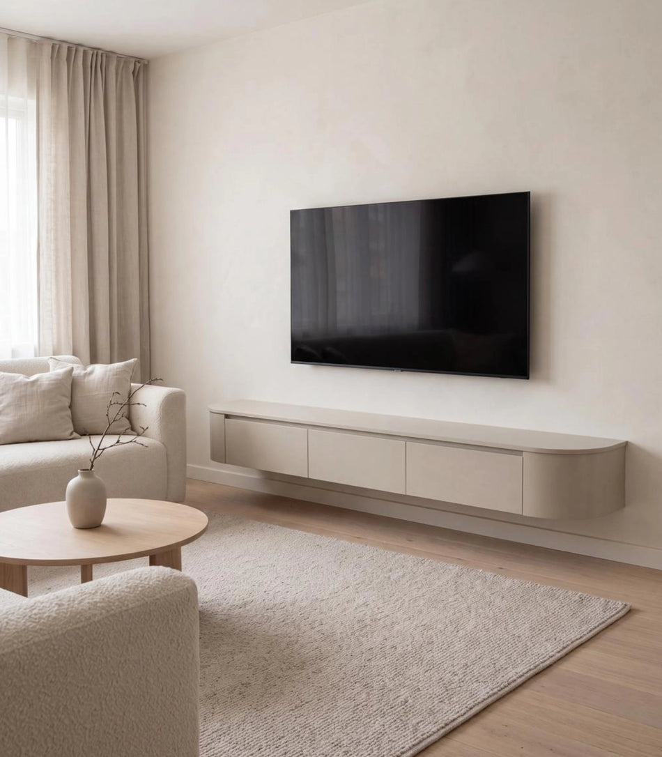 Japandi Tv Meubel Beige Mat Curved