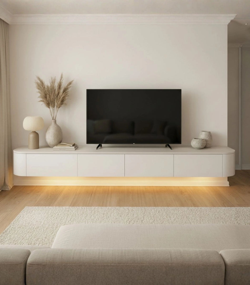 Japandi Tv Meubel Wit Curved
