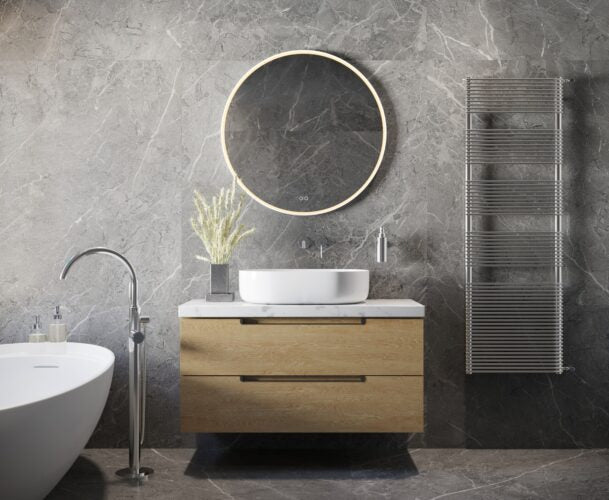 Ronde badkamerspiegel 80x80 cm - Met witte frame