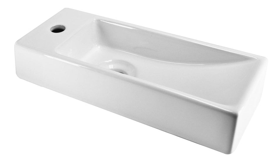 Trim mini fontein links - 38 x 14 x 8 cm - Keramiek glans wit