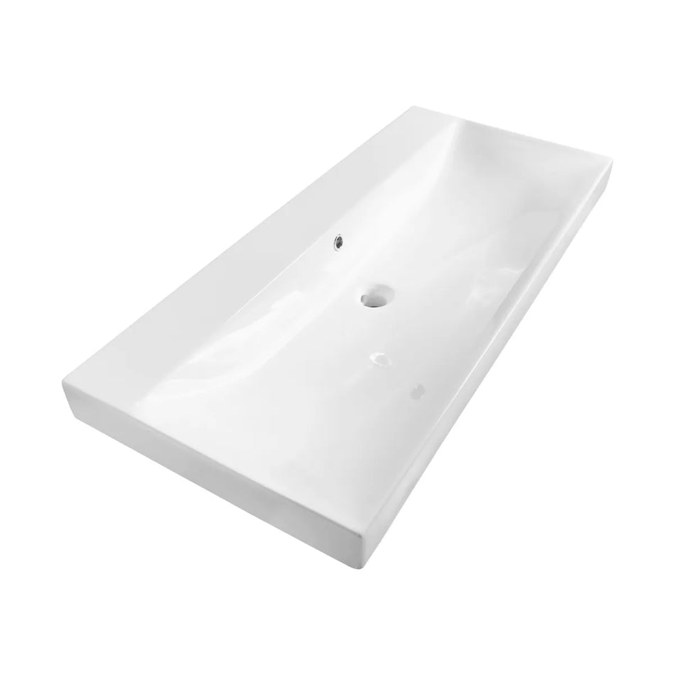 BRAUER Aurora wastafel 100x46cm - 1 wasbak - 0 of 1 kraangat - keramiek - hoogglans wit