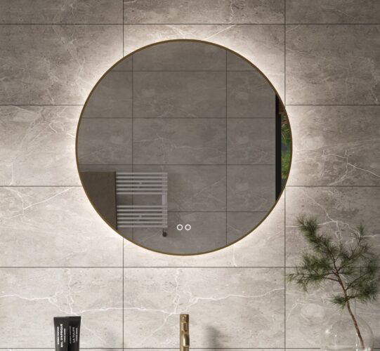 Ronde badkamerspiegel 80x80 cm - Vol messing frame