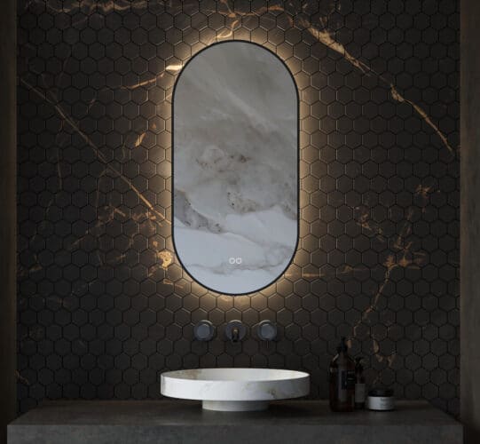 Ovale badkamerspiegel 40x90 cm - Met gunmetal frame