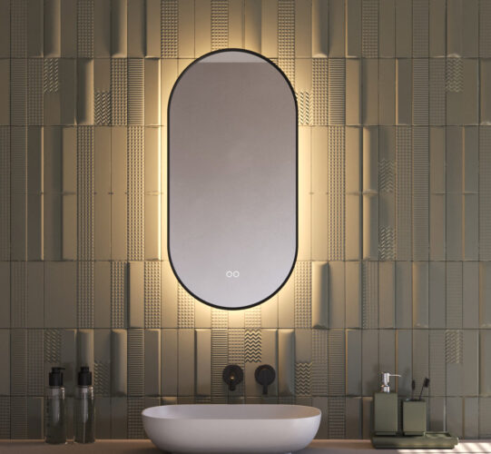Ovale badkamerspiegel 40x80 cm - Met zwarte frame
