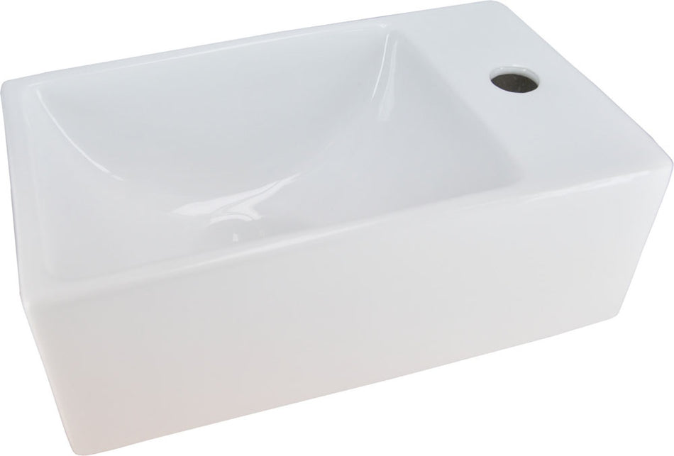 Rhea XXS fontein rechts - 30,5 x 18 x 11 cm - Keramiek glans wit