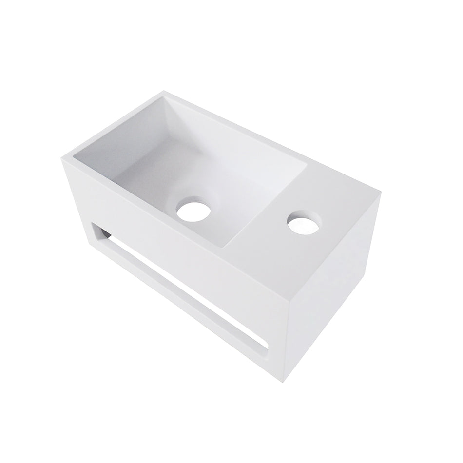 Julia fontein rechts - 35 x 20 x 16 cm - Solid surface mat wit