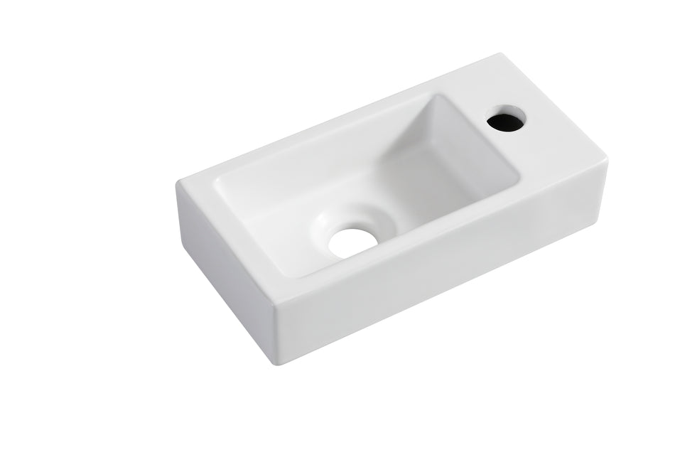Rhea S mini fontein rechts - 36,5 x 18 x 9 cm - Keramiek mat wit