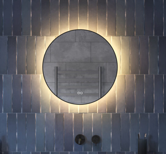 Ronde badkamerspiegel 60x60 cm - Met zwart frame