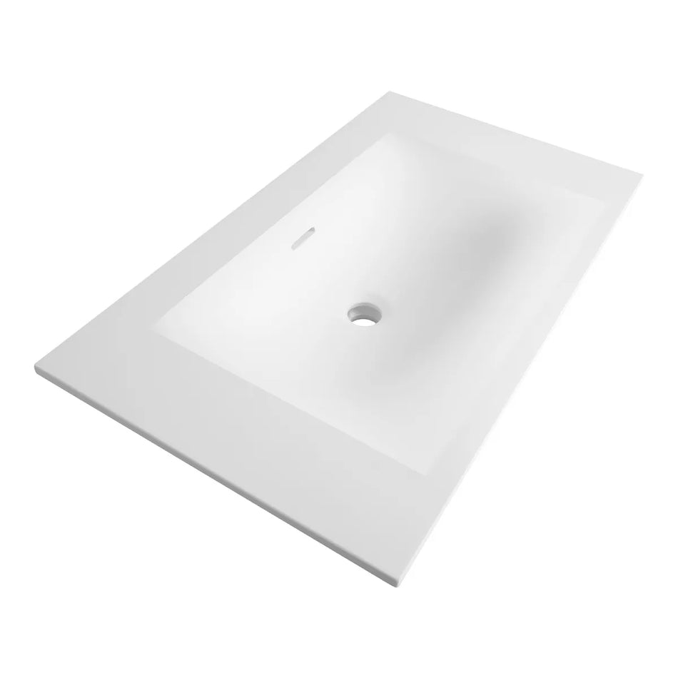 BRAUER Glacier wastafel 80x46cm - 1 wasbak - 0 of 1 kraangat - fine stone - hoogglans wit of mat wit
