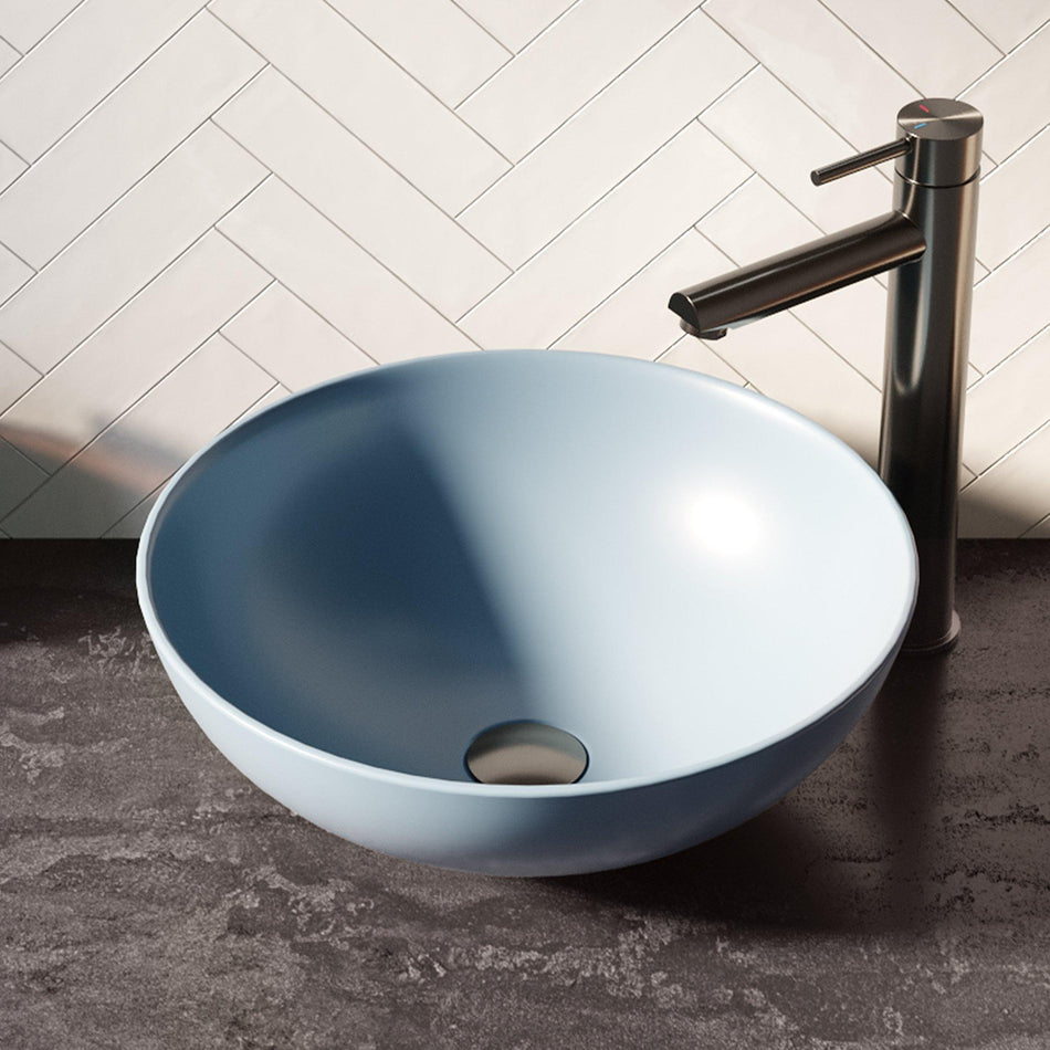 BRAUER Bowl waskom - 40x40cm - rond - keramiek - Pastel blauw mat