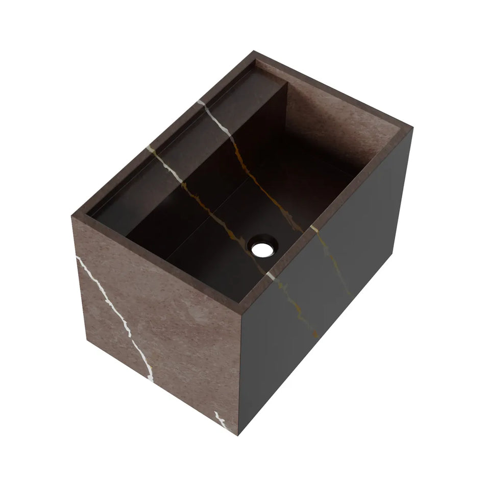 BRAUER Nova wastafel 60x40cm vrijhangend - 1 wasbak - 0 of 1 kraangat - marmerlook - calacatta gold, copper brown en nero marquina