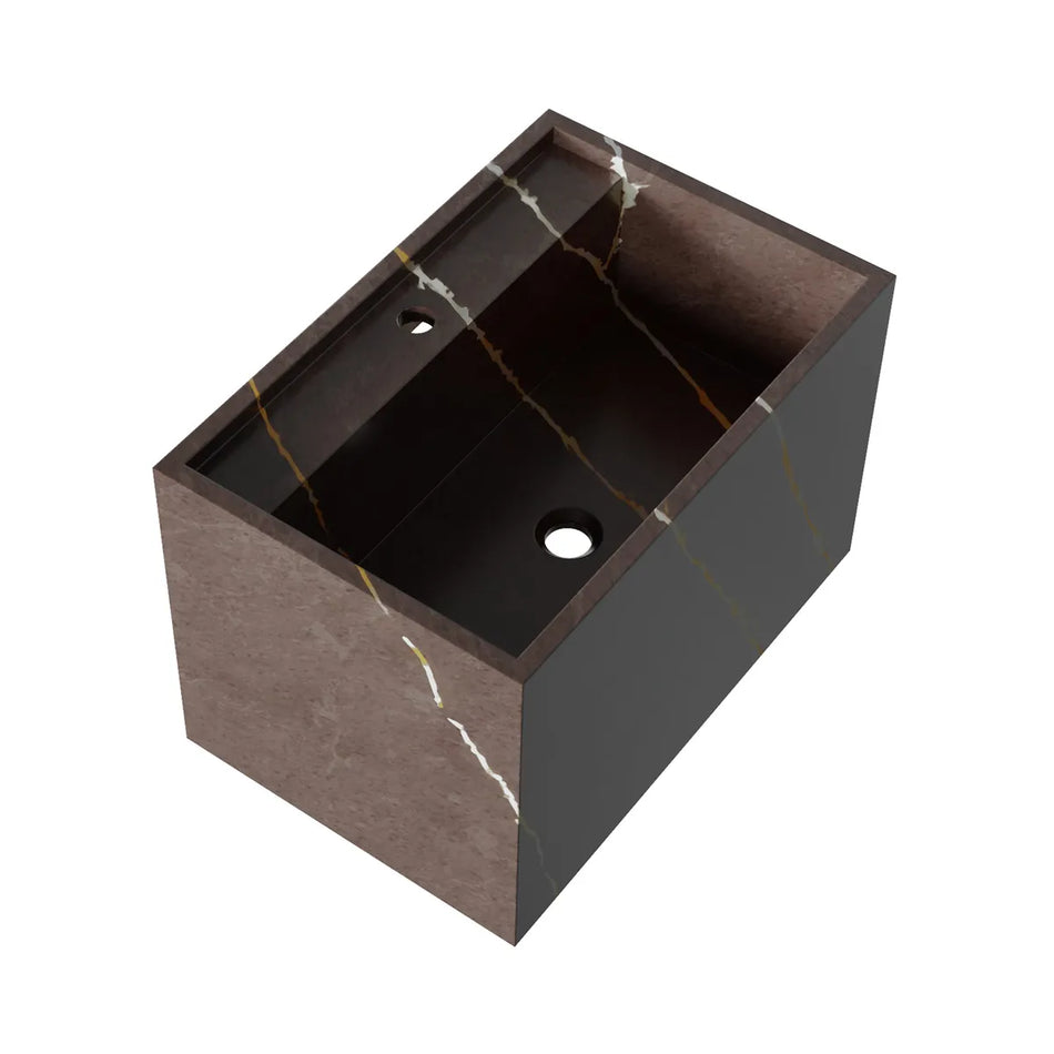 BRAUER Nova wastafel 60x40cm vrijhangend - 1 wasbak - 0 of 1 kraangat - marmerlook - calacatta gold, copper brown en nero marquina