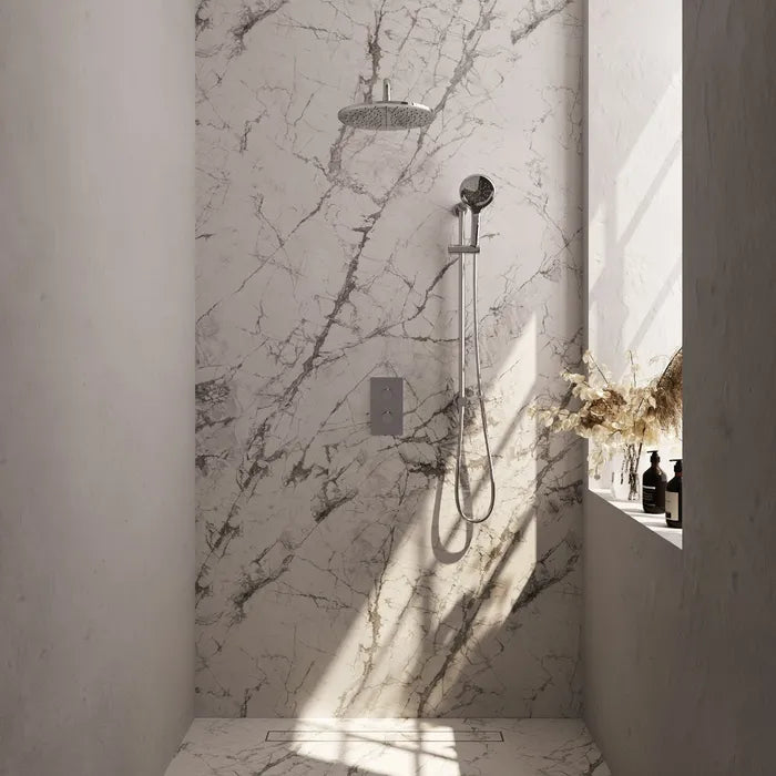 Brauer thermostatische inbouw regendouche met 3-weg omstel - edition, carving of stripe - in verschilleden kleuren - met glijstang - met gebogen muurarm