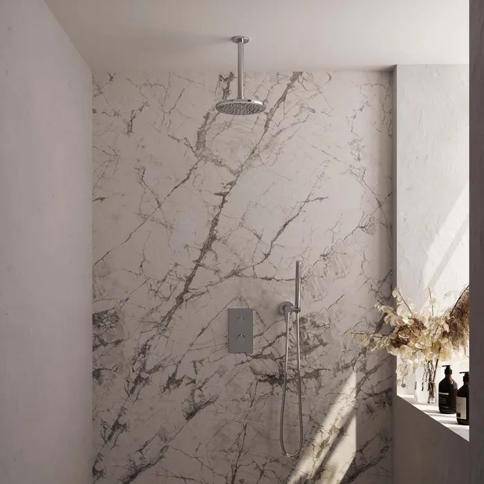 Brauer thermostatische inbouw regendouche met 3-weg omstel - edition, carving of stripe - verschillende kleuren - met plafondarm