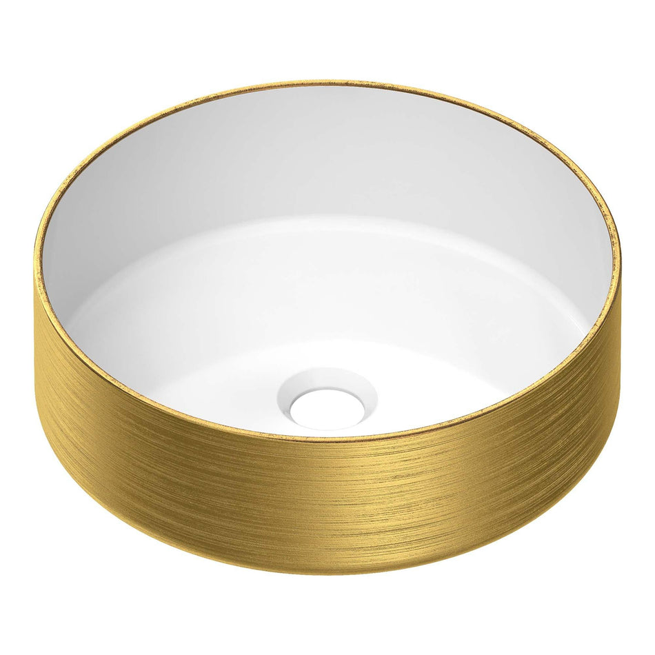 BRAUER Circle waskom - 36x36cm - rond - keramiek - Hoogglans wit & goud