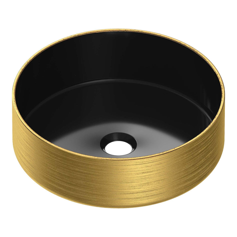 BRAUER Circle waskom - 36x36cm - rond - keramiek - Mat zwart & goud