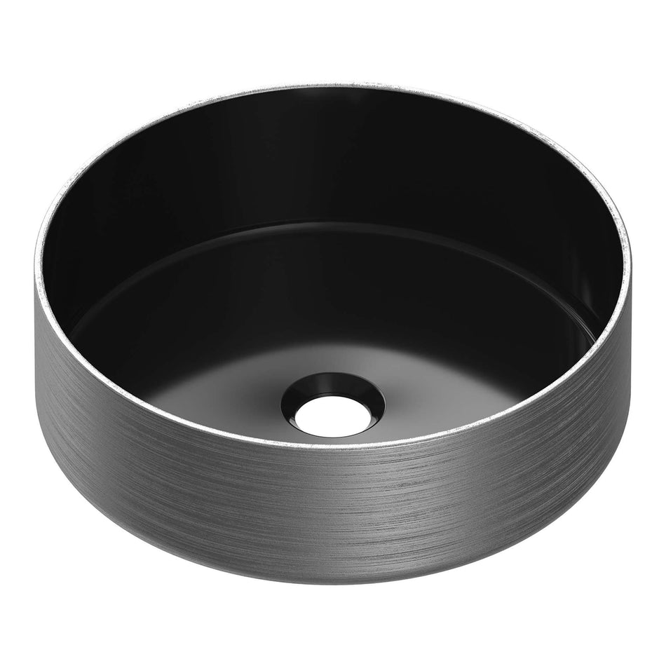 BRAUER Circle waskom - 36x36cm - rond - keramiek - Mat zwart & zilver