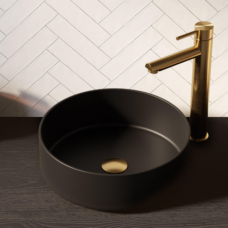BRAUER Circle waskom - 36x36cm - rond - keramiek - Mat zwart