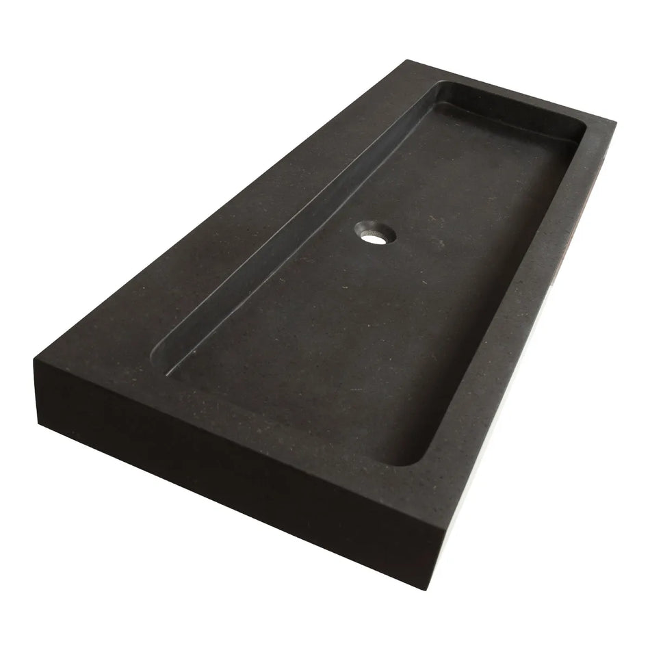 BRAUER Lava wastafel 120x46cm - enkel of dubbele wasbak - 0 t/m 2 kraangat - natuursteen basalt - antraciet