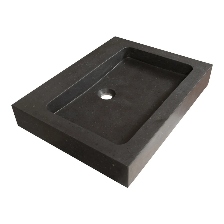 BRAUER Lava wastafel 60x46cm - 1 wasbak - 0 of 1 kraangat - natuursteen basalt - antraciet