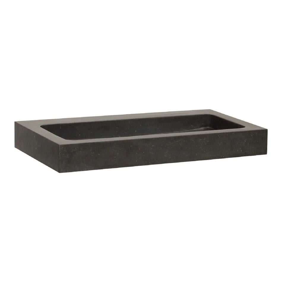BRAUER Lava wastafel 80x46cm - 1 wasbak - 0 of 1 kraangat - natuursteen basalt - antraciet