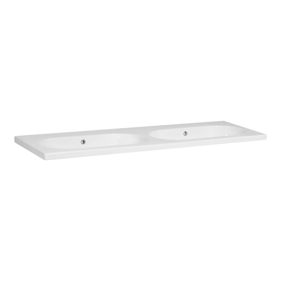 BRAUER Moon wastafel 140x46cm - 2 wasbak - 0 of 2 kraangat - keramiek - hoogglans wit