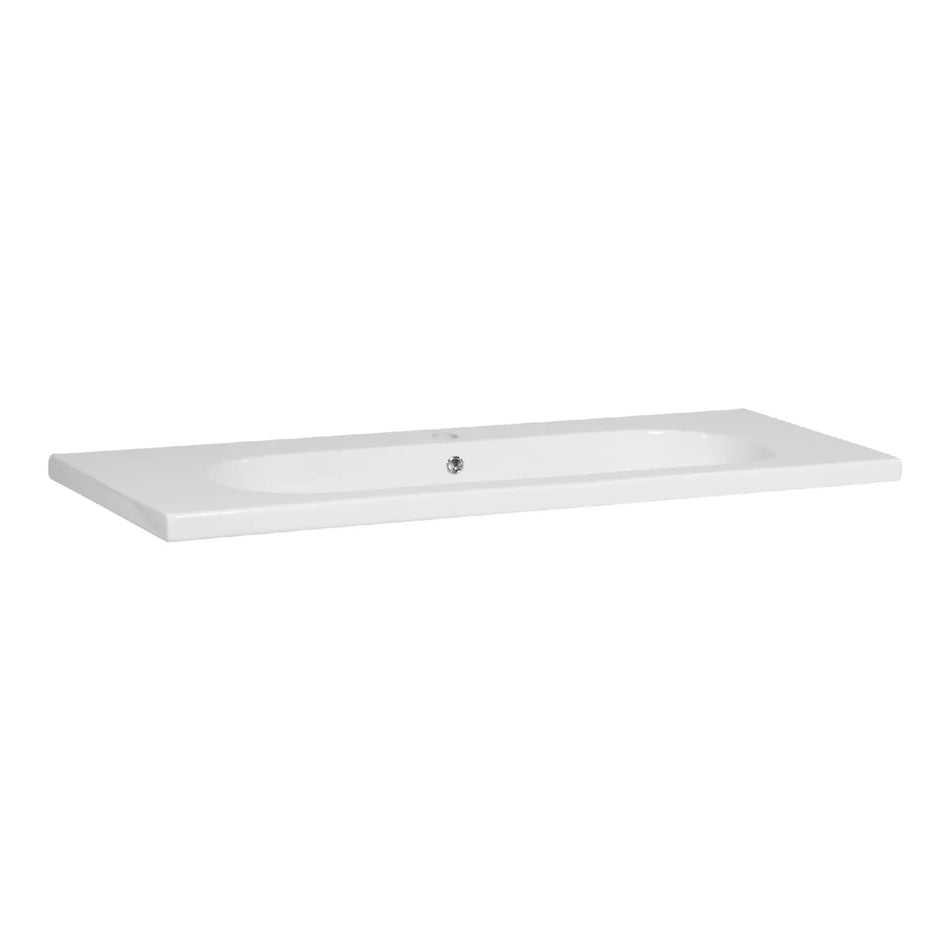 BRAUER Moon wastafel 120x46cm - enkel of dubbele wastafel - 0 t/m 2 kraangat - keramiek - hoogglans wit