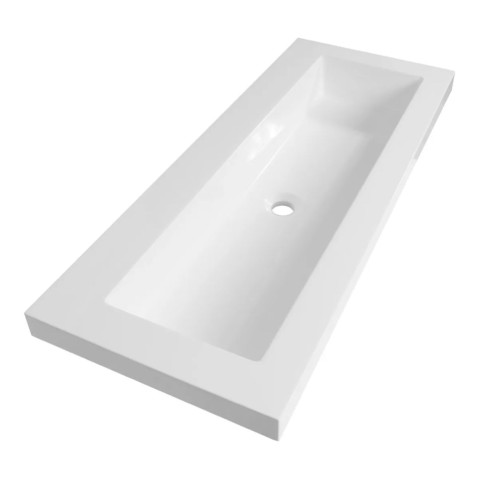 BRAUER Spring wastafel 100x40cm - 1 wasbak - 0 t/m 2 kraangat - mineraalmarmer - zijdeglans wit
